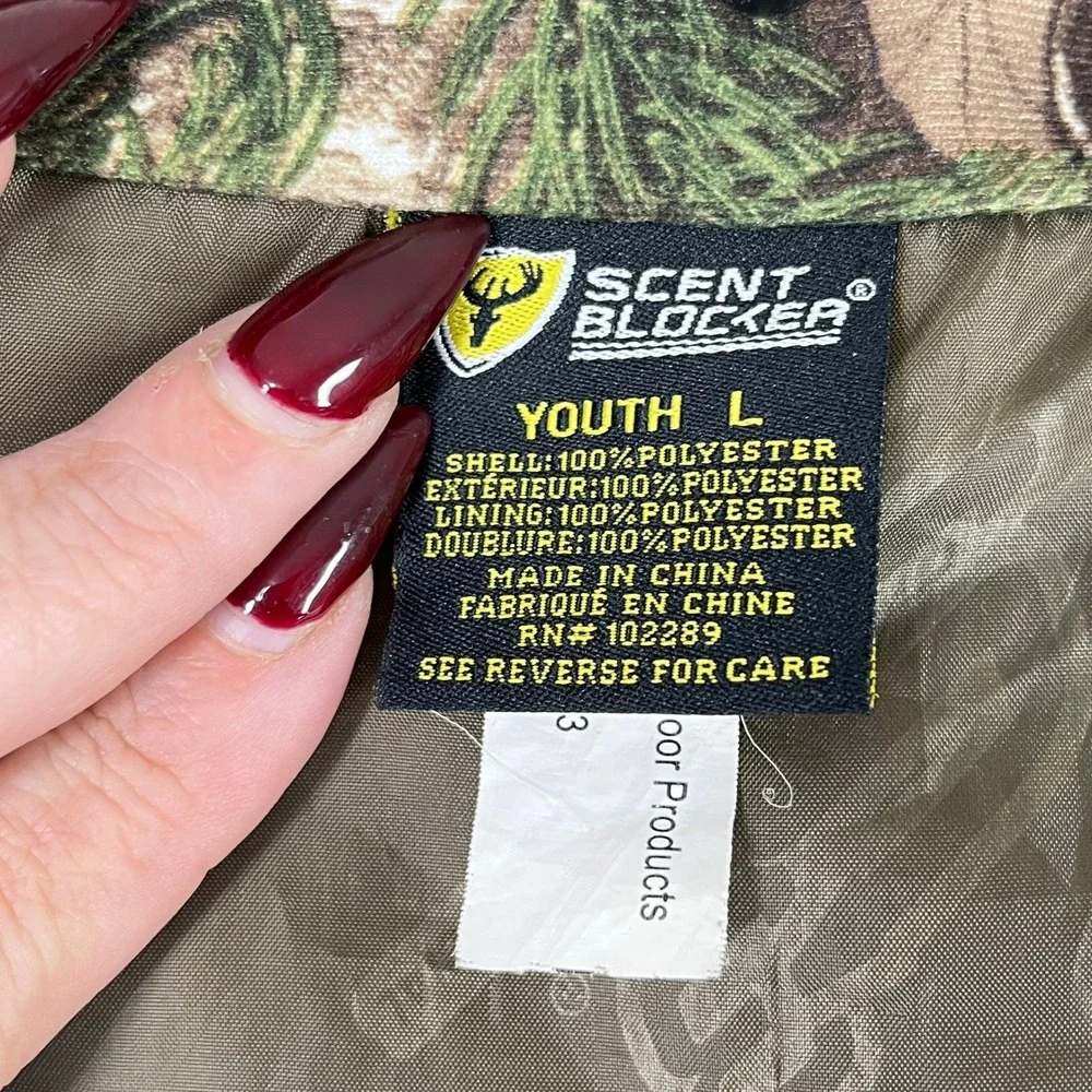 Realtree System‎ Layer 3 Camo Scent Blocker Hunting Jacket Hooded Parka L Kids
